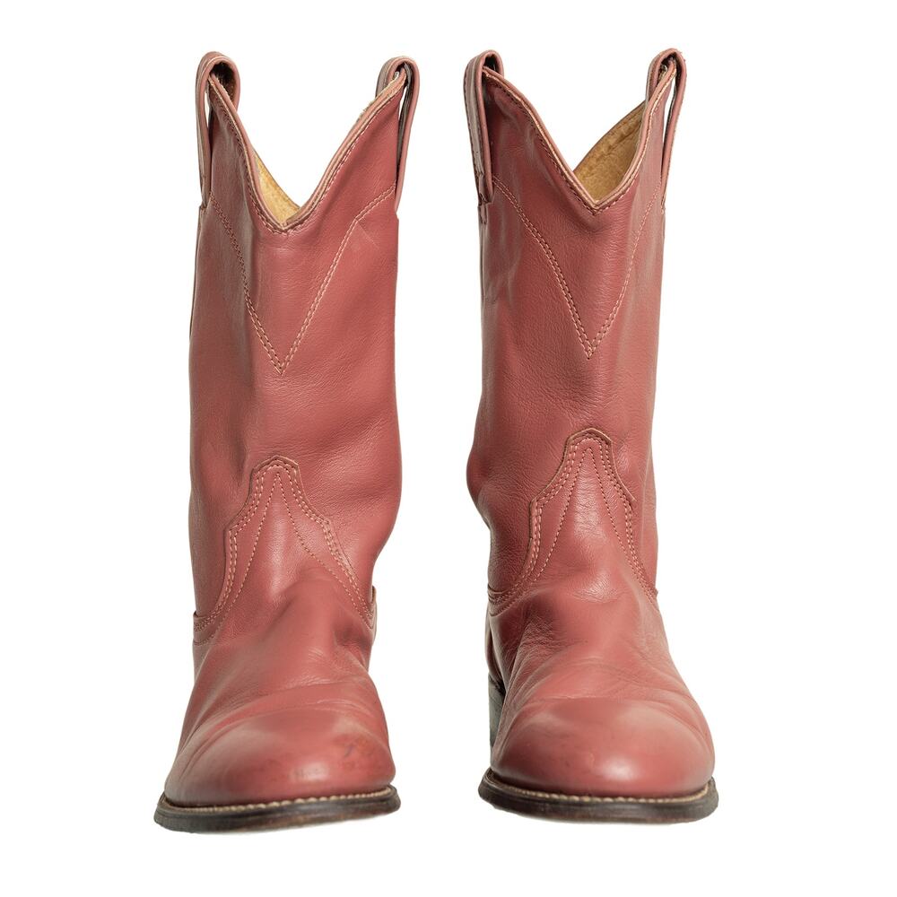 Rare Vintage Americana Dusty Rose Wrangler Leather Cowgirl boots Made in USA - 8 - Picture 3 of 13